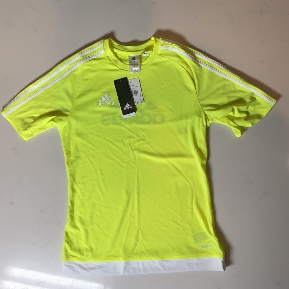 Adidas Men’s Yellow with White Detail Jersey T-Shirt Size S NWT